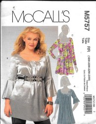 5757 PLEAT PEASANT SS /LS TUNIC TOP, FLOWER PATTERN 18W-24W